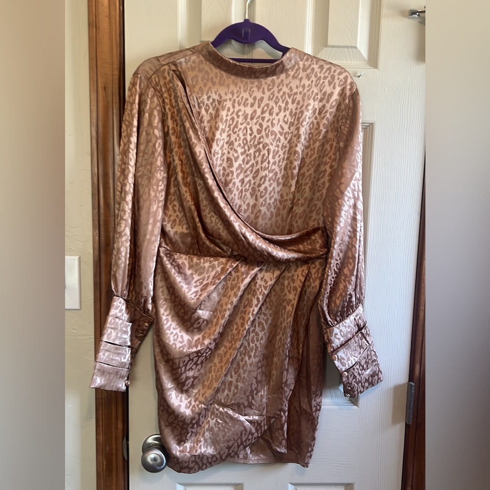 Satin Leopard Dress NWT